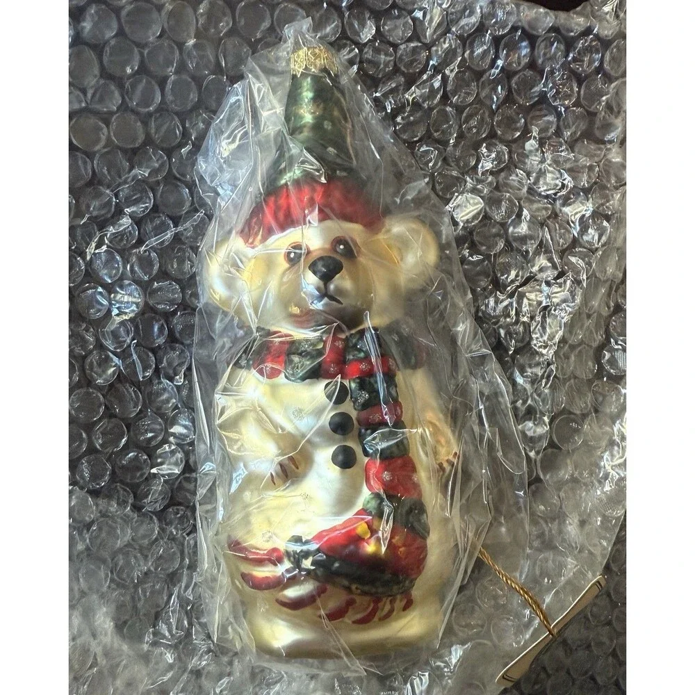 NWT Boyds Bears GlassSmith Collection OLAF SNOWBEARY Glass Ornament w/Box
